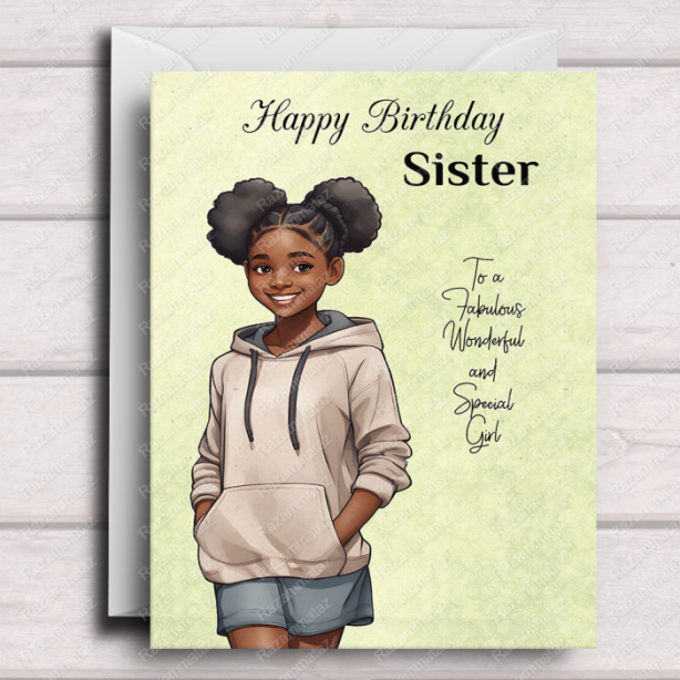 Black Girl Birthday Card Q